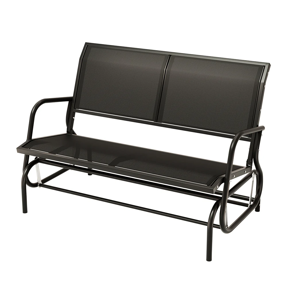 Calliope Outdoor Garden Bench Swing Glider Rocking Patio Furniture Loveseat - Black - Nurns