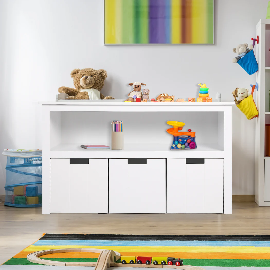 Kids Toy Storage Unit Organiser - White - Nurns
