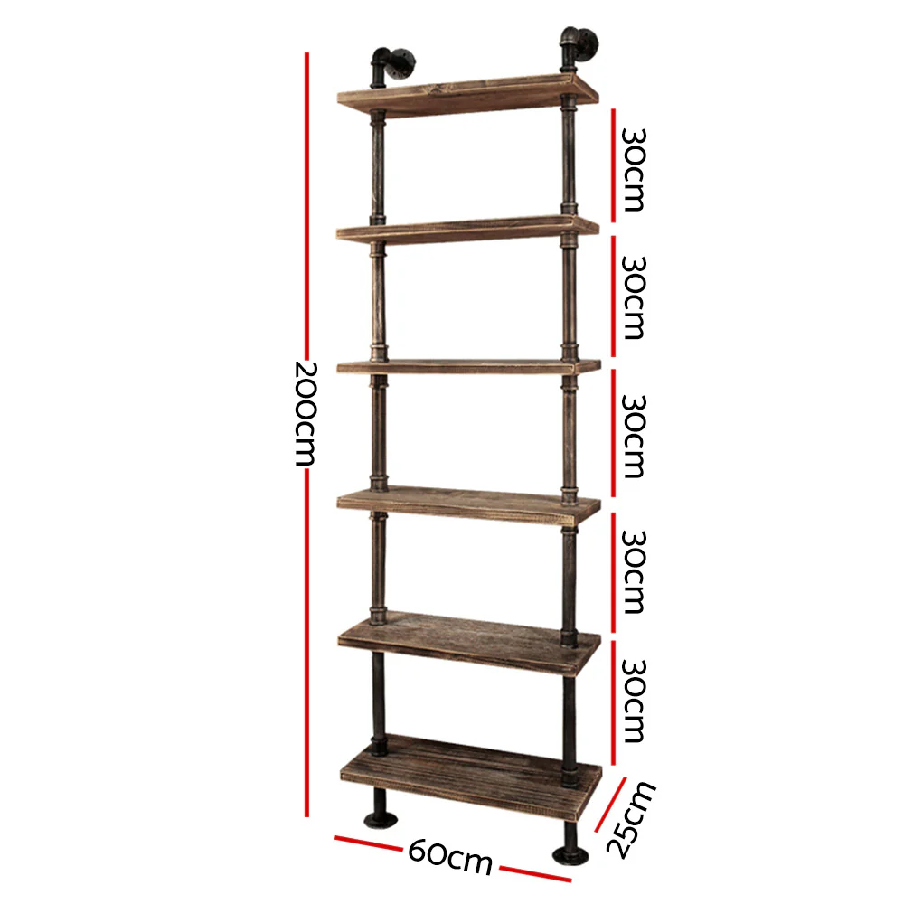 Artiss Floating DIY Pipe Shelf 6 Tiers - Ida - Nurns
