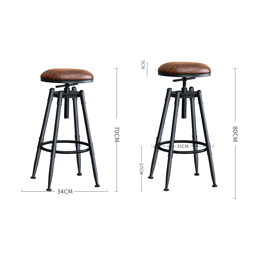 Set of 4 Trieste Rustic Industrial Bar Stool Kitchen Stool Barstool Swivel Dining Chair - Wood - Nurns