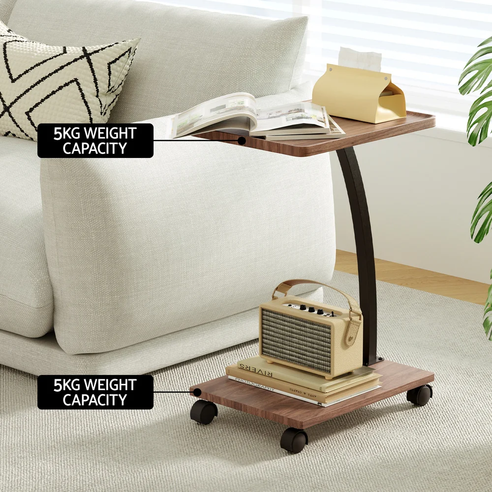 Ivah Coffee Table C-Shaped Side Table - Walnut - Nurns