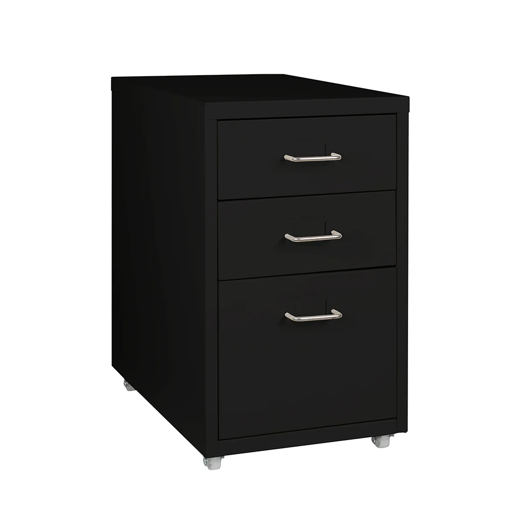 Levede 3 Drawer Office Drawers Cabinet Black - Nurns