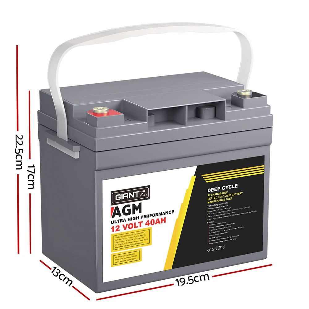 AGM Battery 12V 40Ah Deep Cycle Box Portable Solar Caravan Camping - Nurns