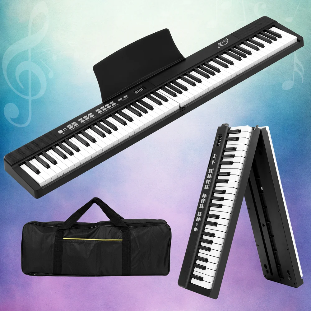 Alpha 88 Keys Foldable Electronic Piano Keyboard Digital Electric w/ Carry Bag - Nurns