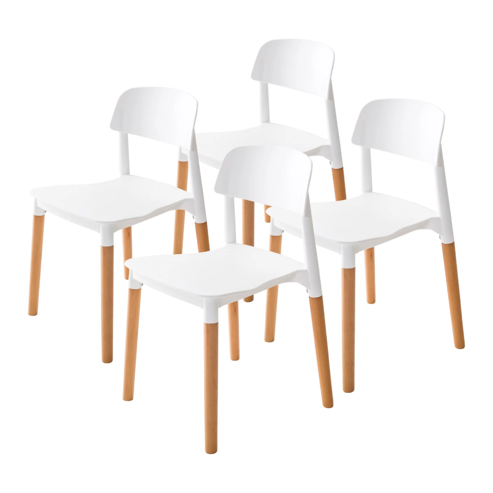 Mabel Set of 4 Retro Belloch Stackable Dining Cafe Chair - White - Nurns
