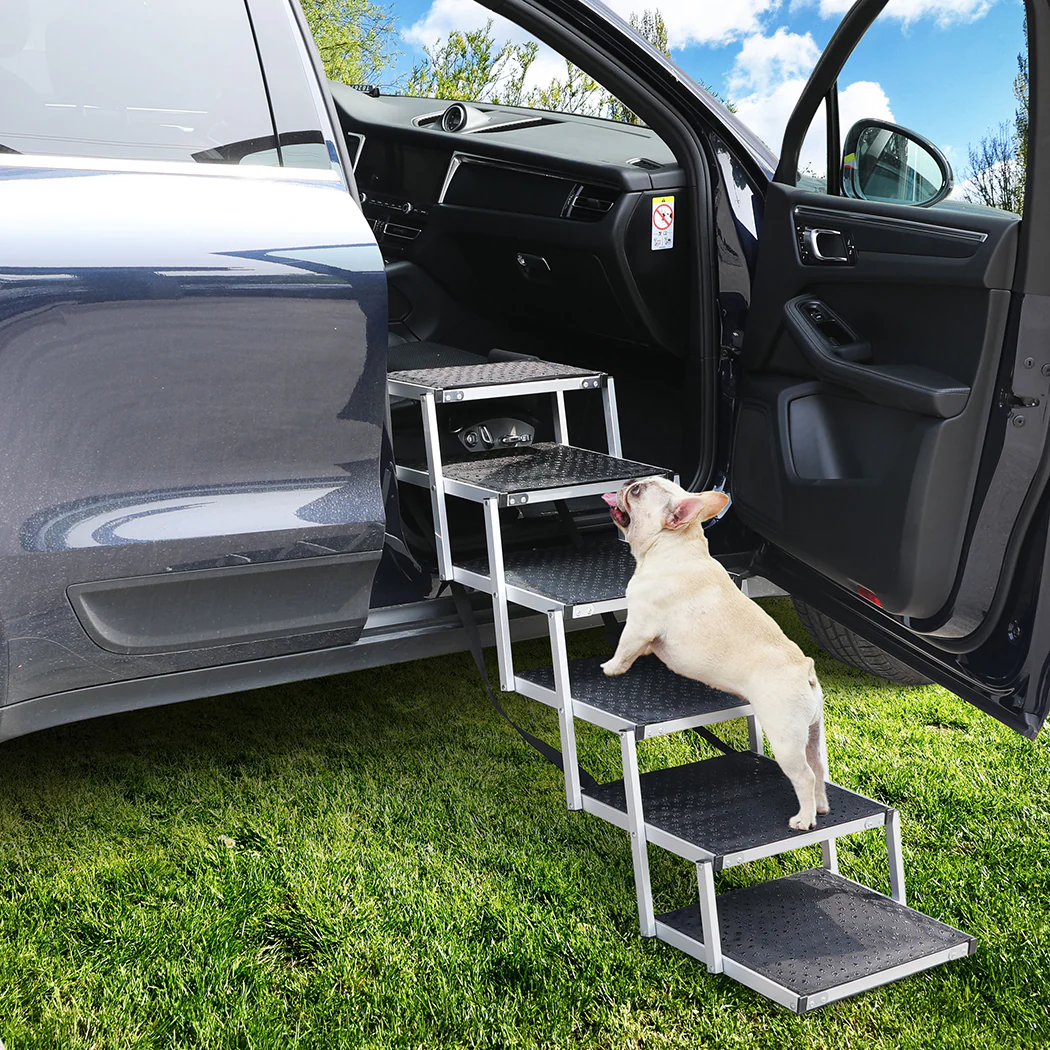 PaWz 6 Steps Dog Ramp Adjustable Height Black - Nurns