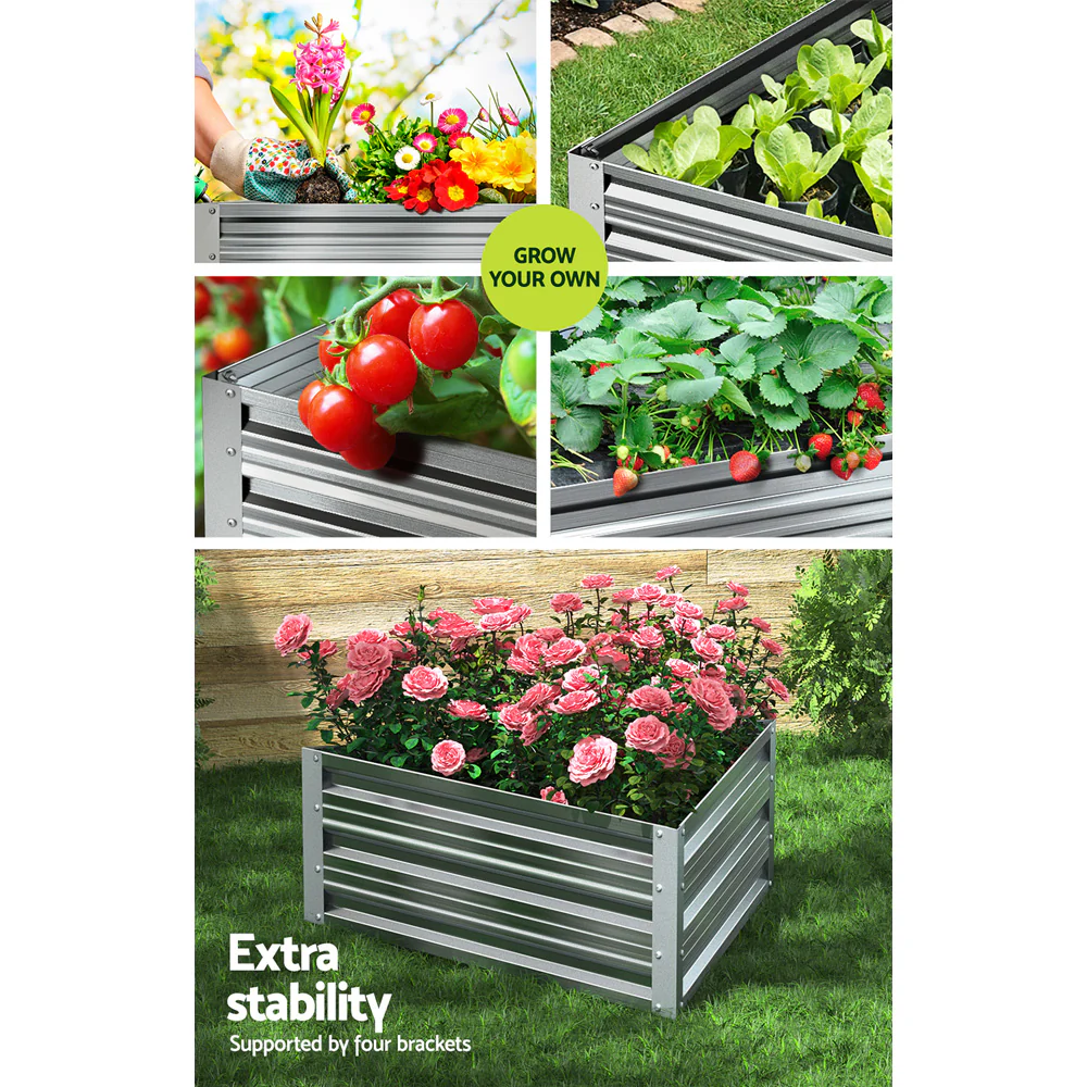 Garden Bed 86x86x30cm Planter Box Raised Container Galvanised Herb - Nurns