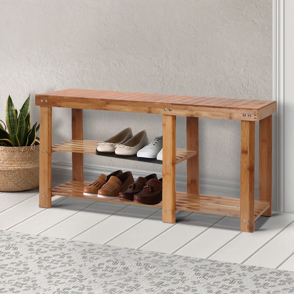 Artiss Bamboo Shoe Rack Bench - Nurns