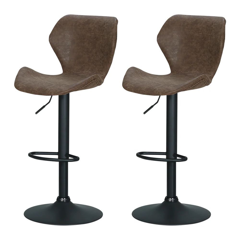 Set of 2 Swansea Bar Stools Kitchen Stool Chairs Metal Barstool Swivel - Brown - Nurns