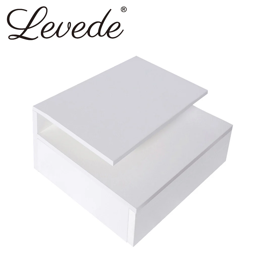 Set of 2 Digby LED Bedside Tables LED Wall Mounted Cabinet Side Table Floating Nightstand X2 - White - Nurns