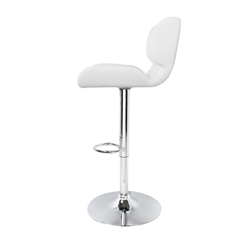 Set of 2 Genoa PU Leather Gas Lift Bar Stools - White & Chrome - Nurns