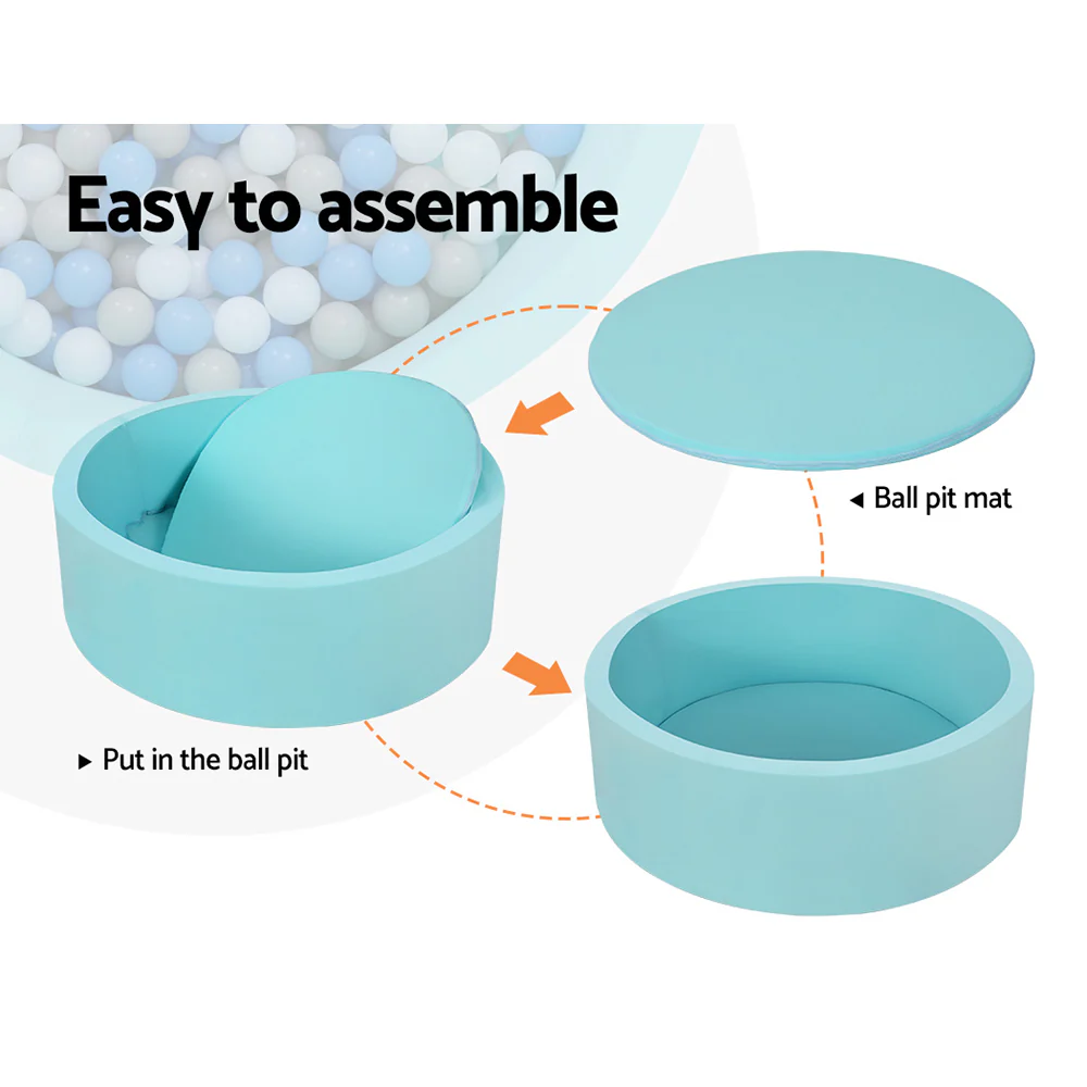 Ocean Foam Ball Pit with Balls Kids Play Pool Barrier Toys 90x30cm Blue - Nurns