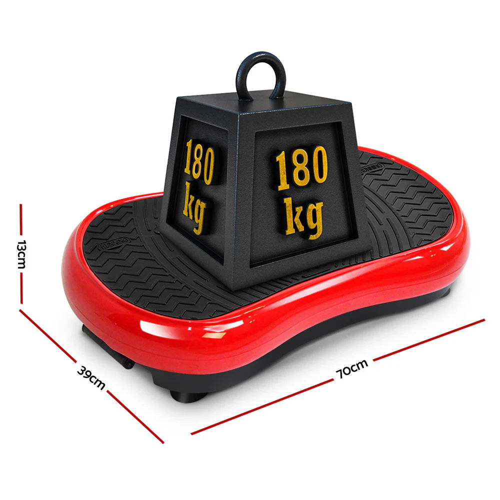 Everfit Vibration Machine Platform Vibrator Resistance Rope Home Fitness Red - Nurns
