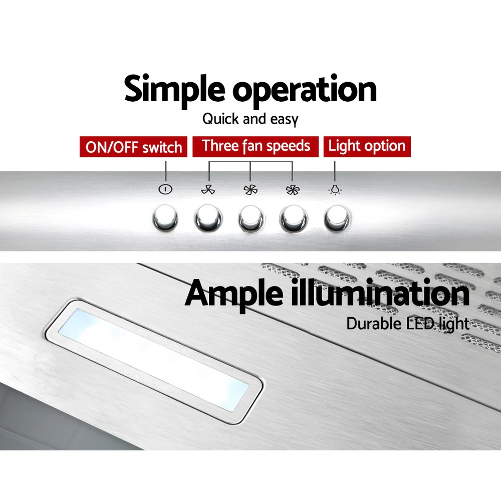 Devanti 600mm Range Hood 60cm Rangehood Stainless Steel - Nurns