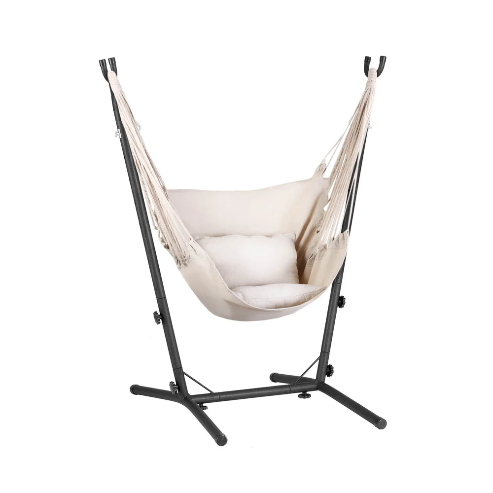 Hammock Chair Outdoor Camping Hanging with Stand - Cream - Nurns
