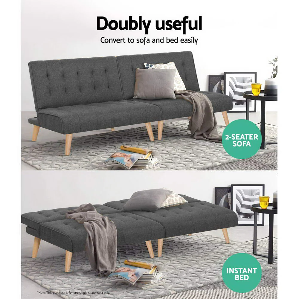 Miranda Single Seater Modular Sofa Bed Lounge - Dark Grey - Nurns