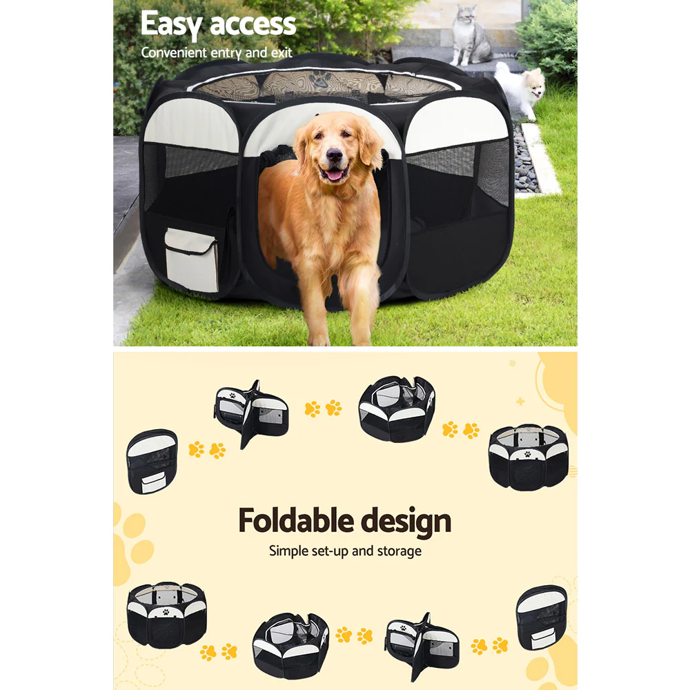 Dog Playpen Pet Playpen Enclosure Crate 8 Panel Play Pen Tent Bag Fence Puppy 3XL - Nurns