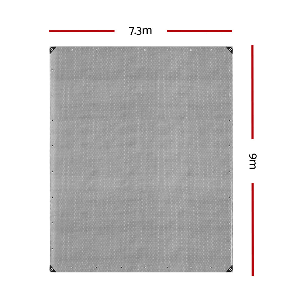 7.3x9m Tarp Camping Tarps Poly Tarpaulin Heavy Duty Cover 180gsm Silver - Nurns