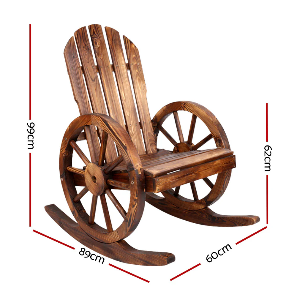 Wagon Wheels Rocking Chair - Brown - Nurns