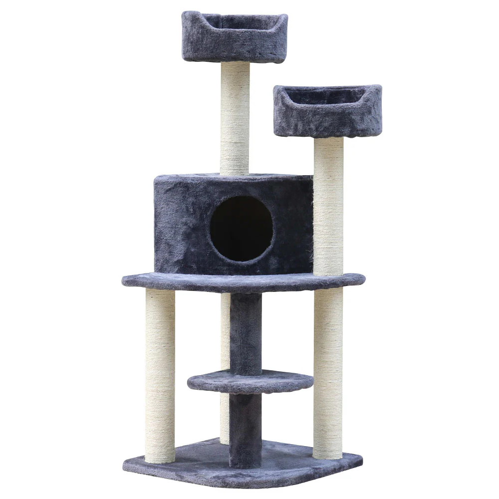 Cat Tree Trees Scratching Post Scratcher Tower Condo House Grey 126cm - Grey - Nurns
