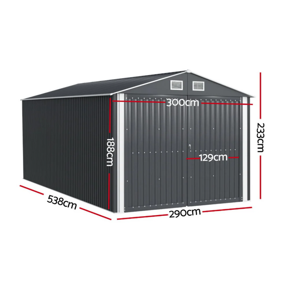 Giantz Garden Shed Sheds Outdoor Storage 3x5.38M Tool Workshop House Shelter - Nurns