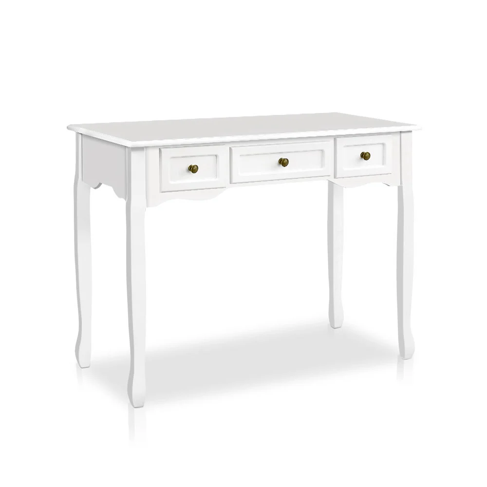Hall Console Table Hallway Side Dressing Entry Wooden French Drawer White - Nurns