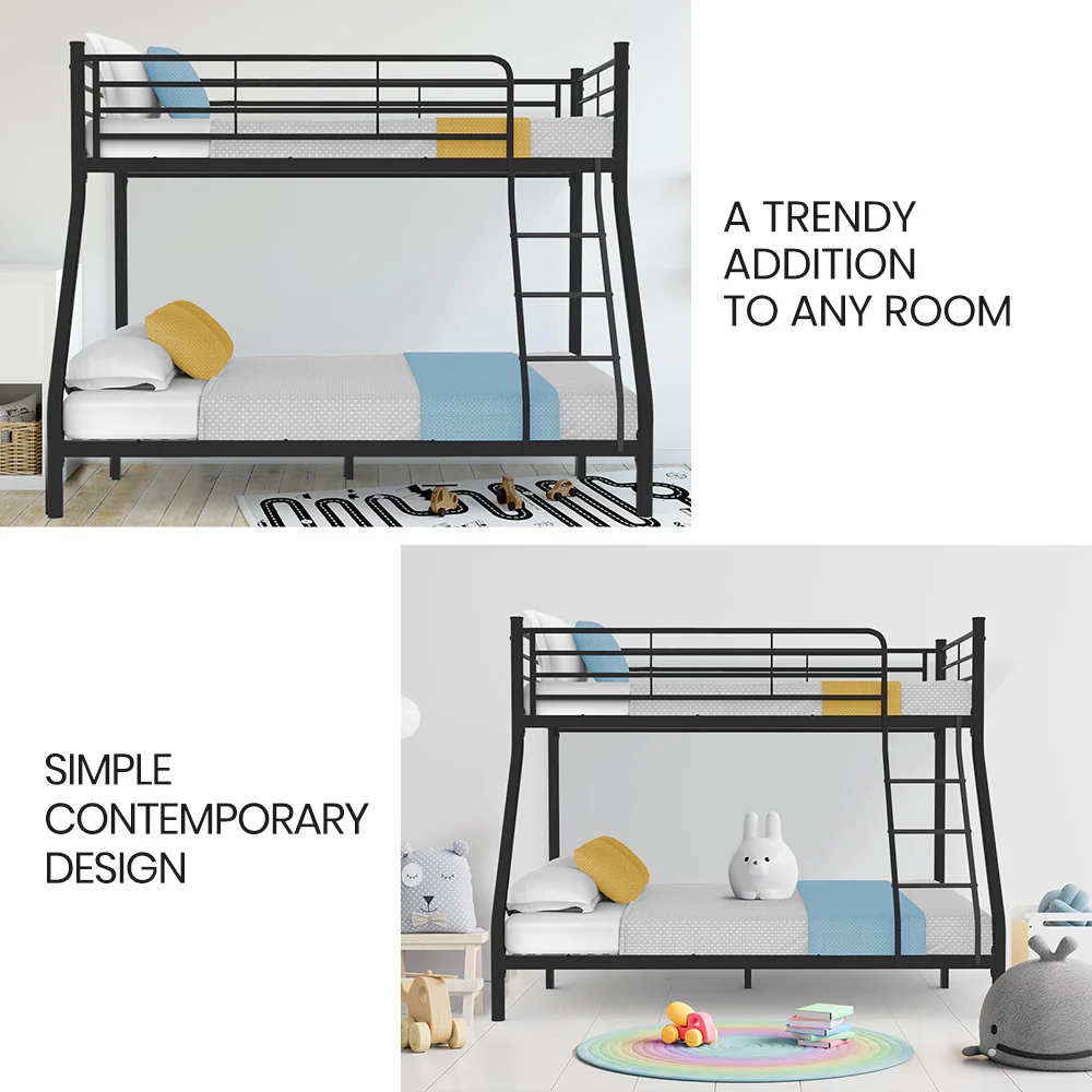 Maia Metal over Bunk Bed Frame - Matte Dark Grey Double - Nurns
