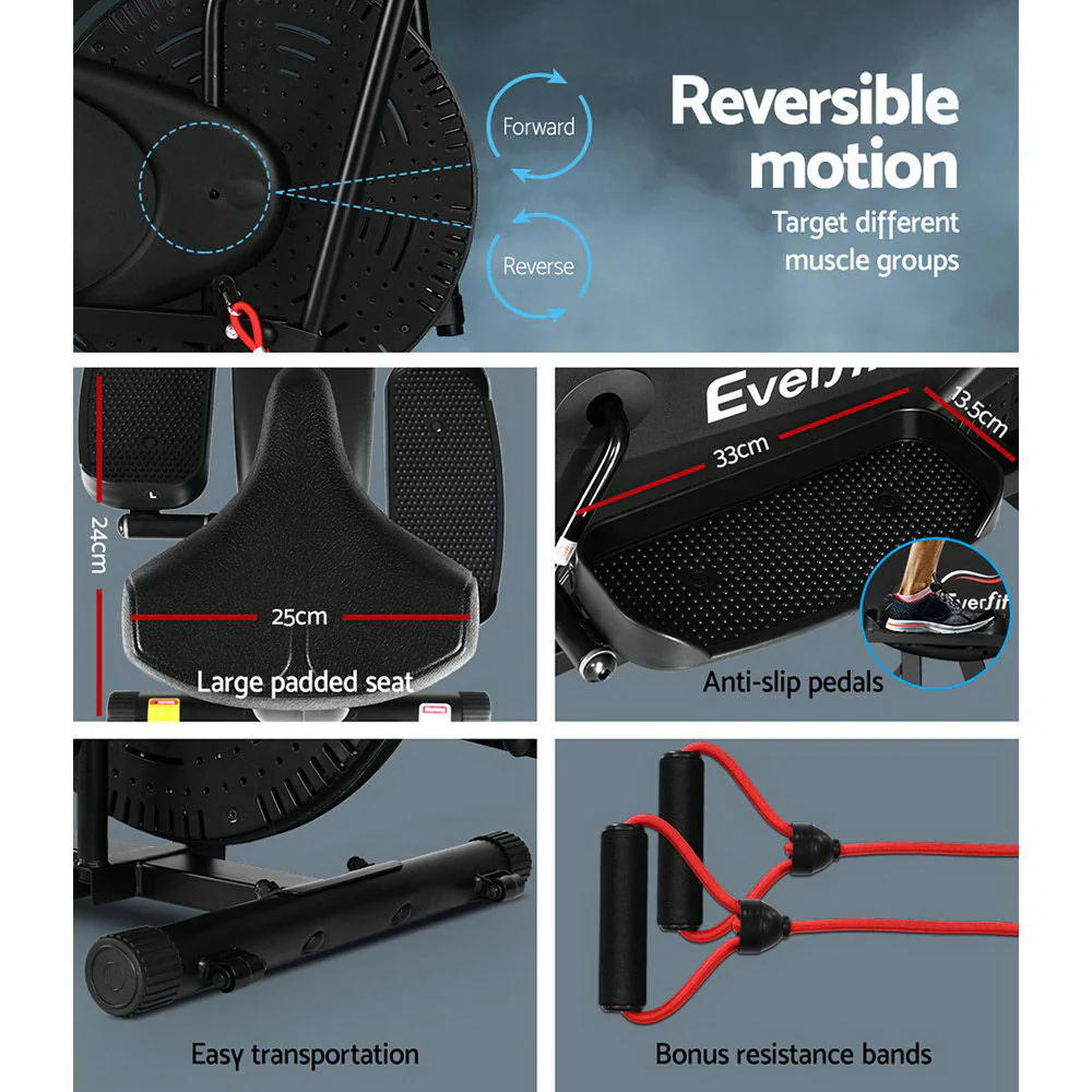 Everfit Exercise Bike 5 in 1 Elliptical Cross Trainer Home Gym Indoor Cardio - Nurns