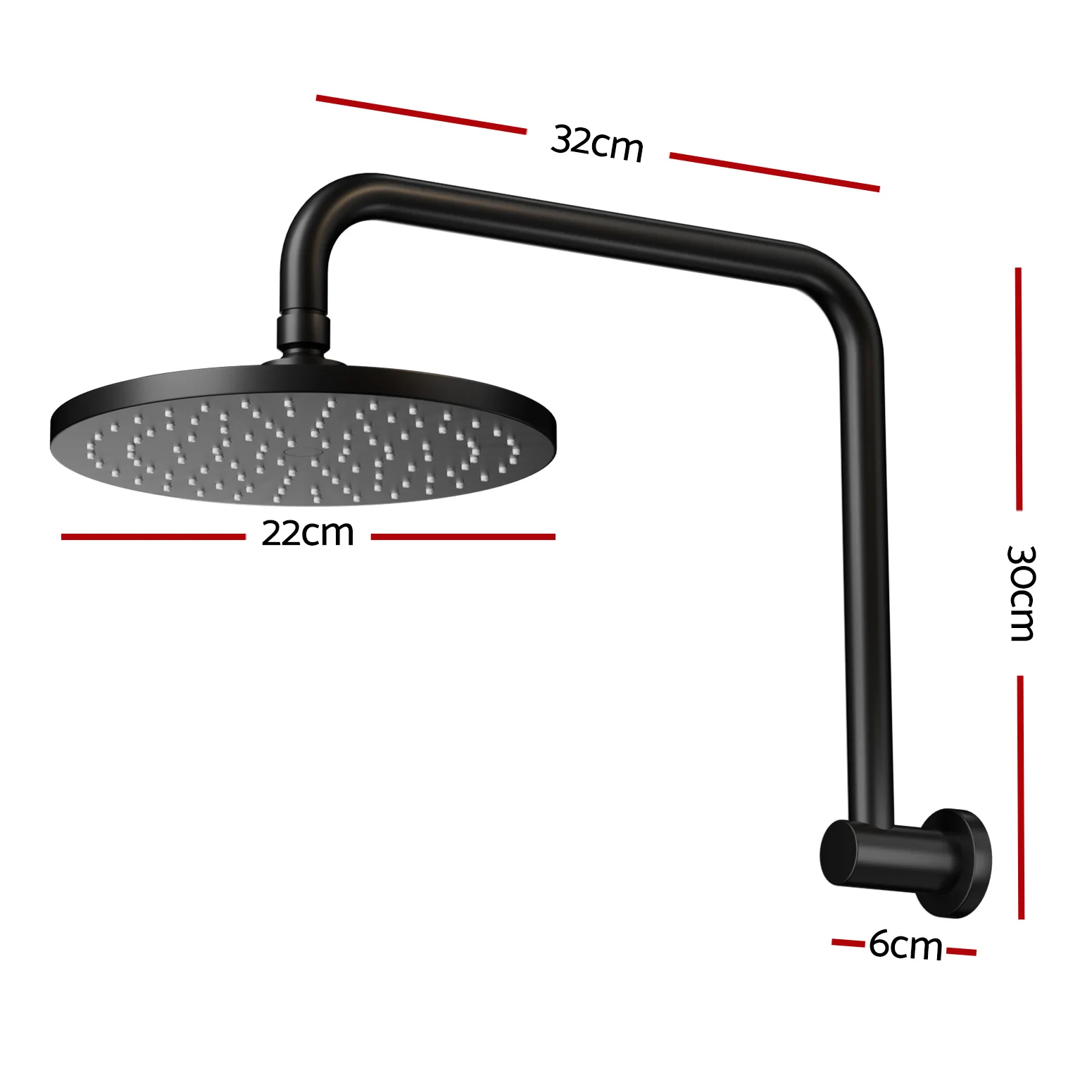 9'' Rain Shower Head Overhead High-pressure Swivel - Black - Nurns