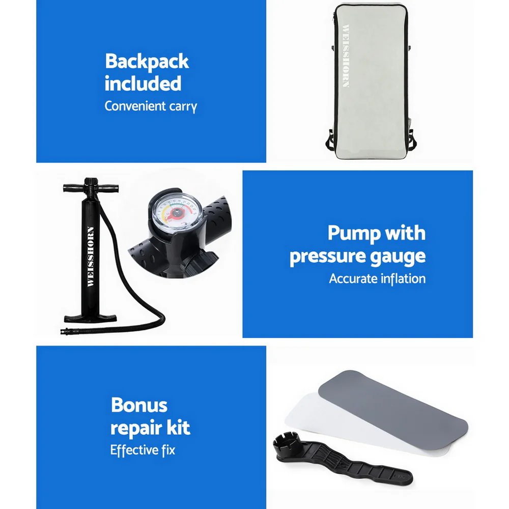 Stand Up Paddle Board 11ft Inflatable SUP Surfboard Paddleboard Kayak Surf - Black - Nurns