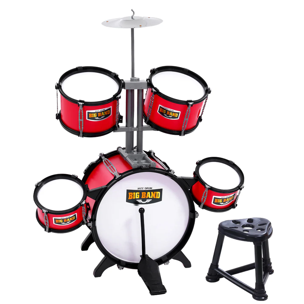 Kids 7 Drum Set Junior Drums Kit Musical Play Toys Children's Mini Big Band - Nurns