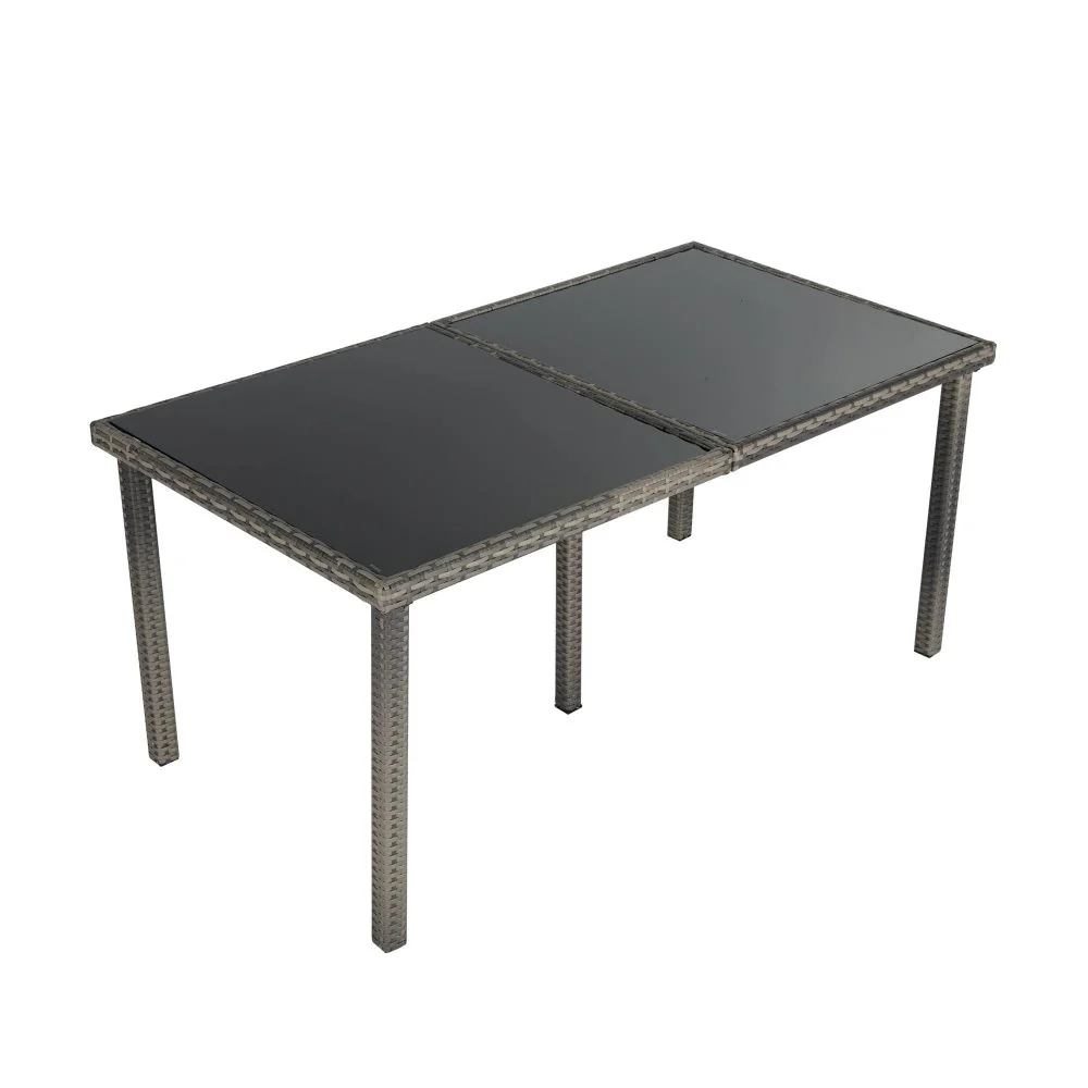 Lowry 6-Seater Rural Style Wicker 7-Piece Dining Set - Grey - Nurns