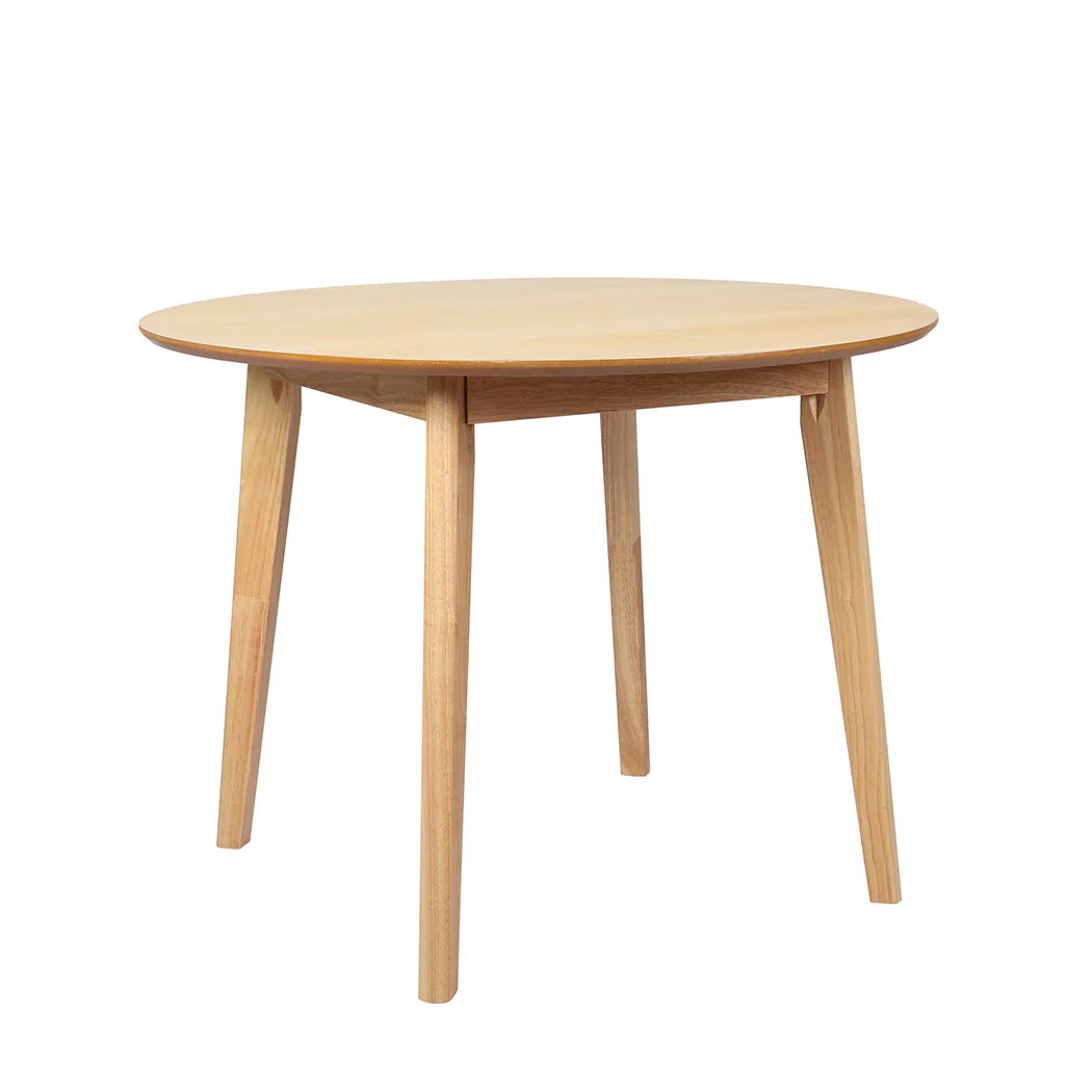 Dining Table Round Rubberwood Base 100cm - Natural - Nurns