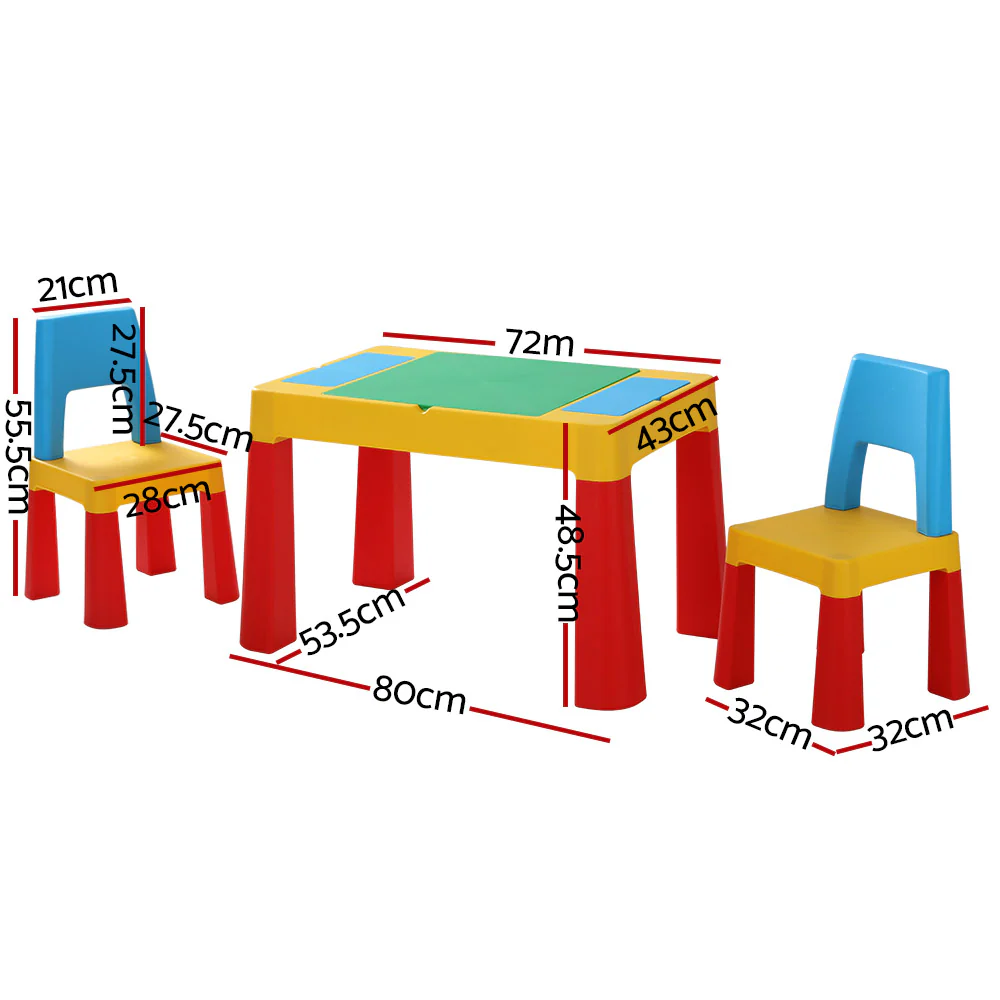 Pollard 3-Piece Kids Table & Chairs Set Activity Chalkboard Toys Storage Box Desk - Multicolour - Nurns