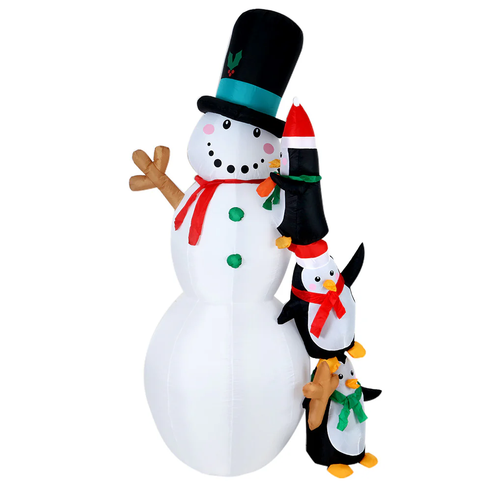 Snowman Christmas Inflatable Illuminated Xmas Decorations - 2.4M - Nurns