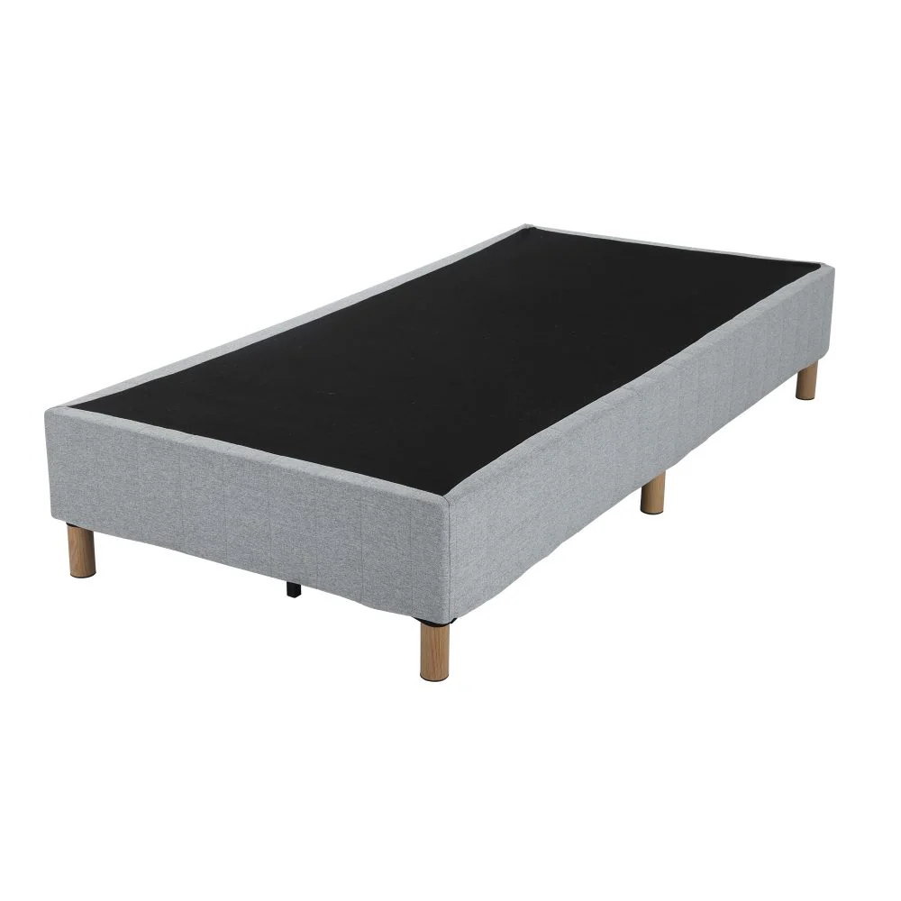 Vera Ensemble Bed Base Mattress Foundation with Metal Stats - Light Grey Queen - Nurns