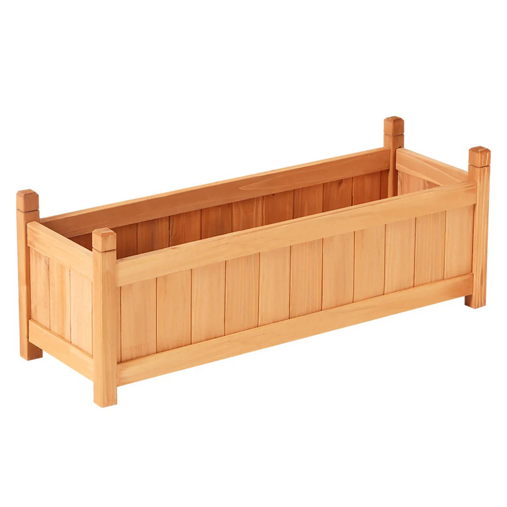 Garden Bed 90x30x33cm Wooden Planter Box Raised Container Growing - Nurns