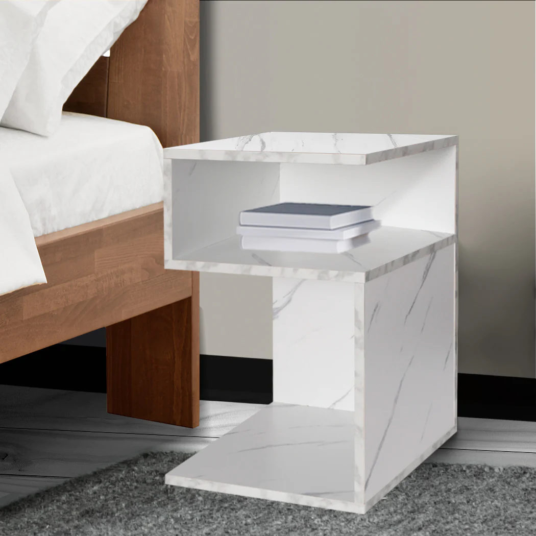 Murray Wooden Bedside Tables Side Table Wood Nightstand Storage Cabinet Bedroom - White - Nurns