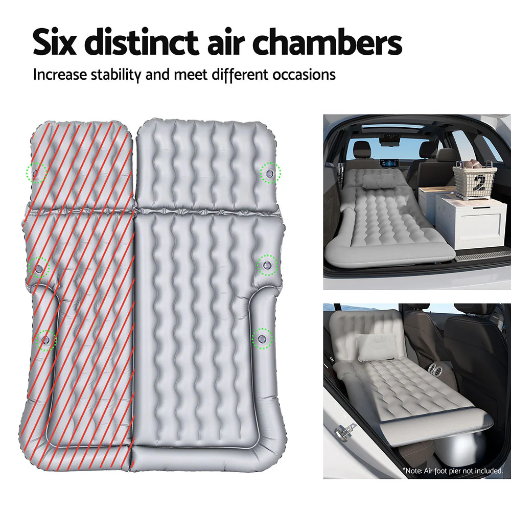 Car Mattress 175x130 Inflatable SUV Back Seat Camping Bed - Grey - Nurns