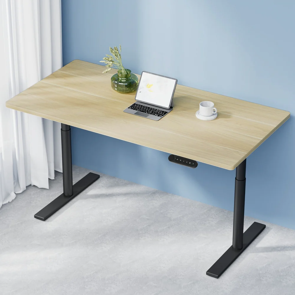 Artiss Standing Desk Motorised Electric Dual Motor White Oak 140cm - Nurns