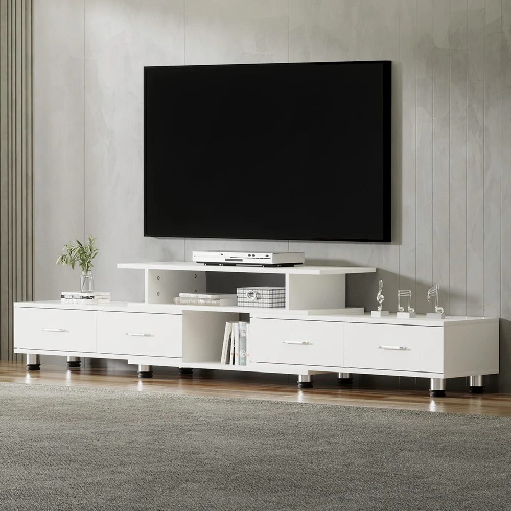 Olia 160cm to 220cm TV Cabinet Entertainment Unit Extendable - White - Nurns
