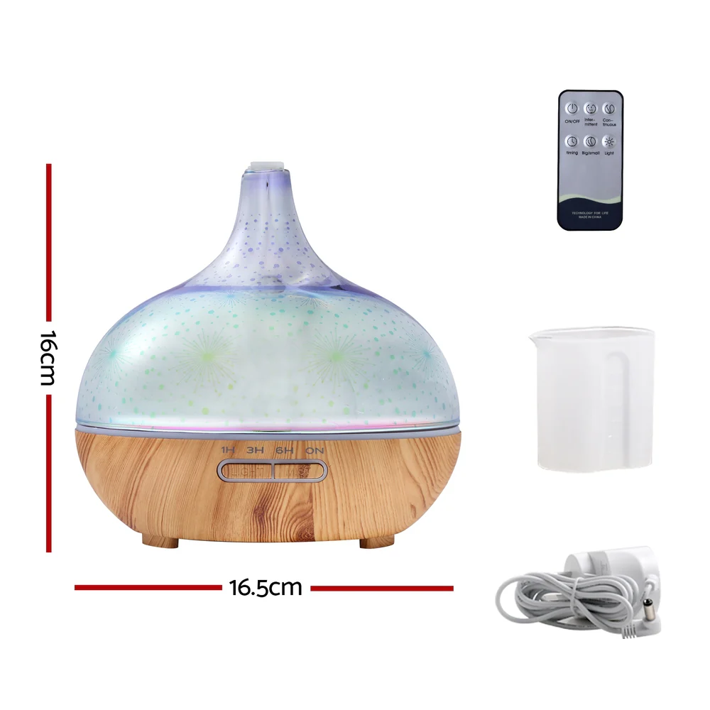 Aroma Diffuser Aromatherapy 3D Glass 400ml - Nurns