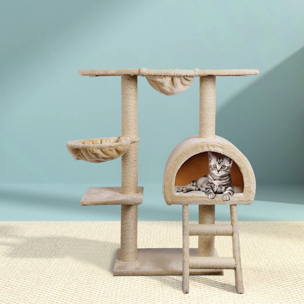 Cat Tree Trees Scratching Post Scratcher Condo Tower House Bed 100cm - Beige - Nurns