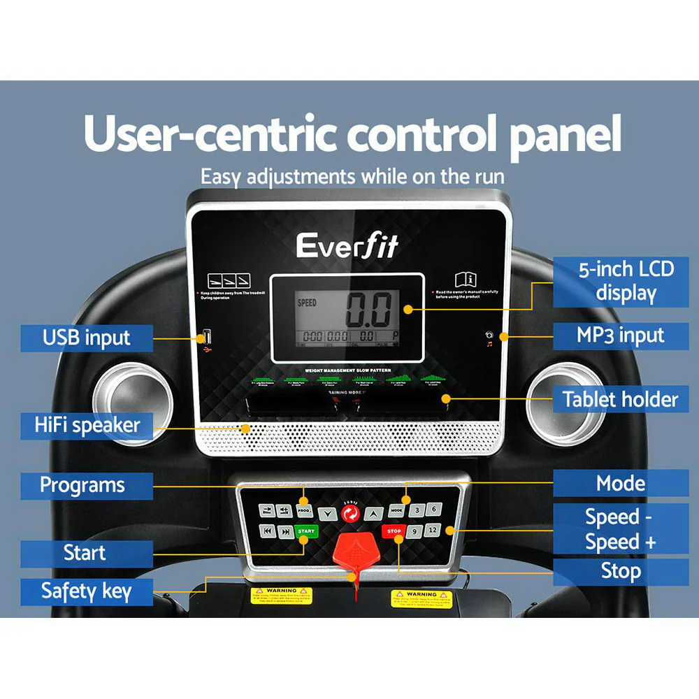 Everfit Treadmill Electric Home Gym Fitness Exercise Machine Hydraulic 420mm - Nurns