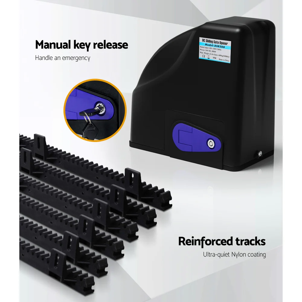 Automatic Sliding Gate Opener Kit 40W Full Solar Electric 6M 600kg - Nurns