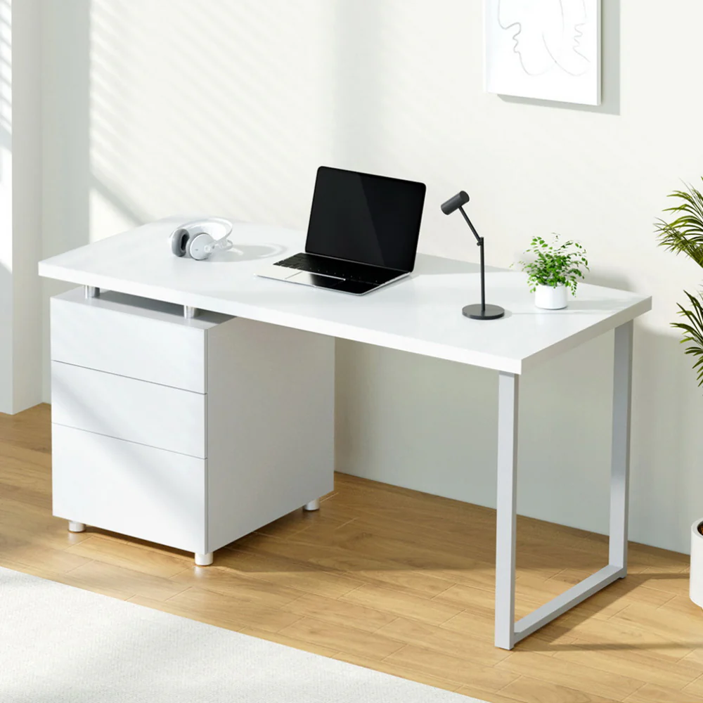 Artiss Computer Desk Drawer White 140cm - Nurns