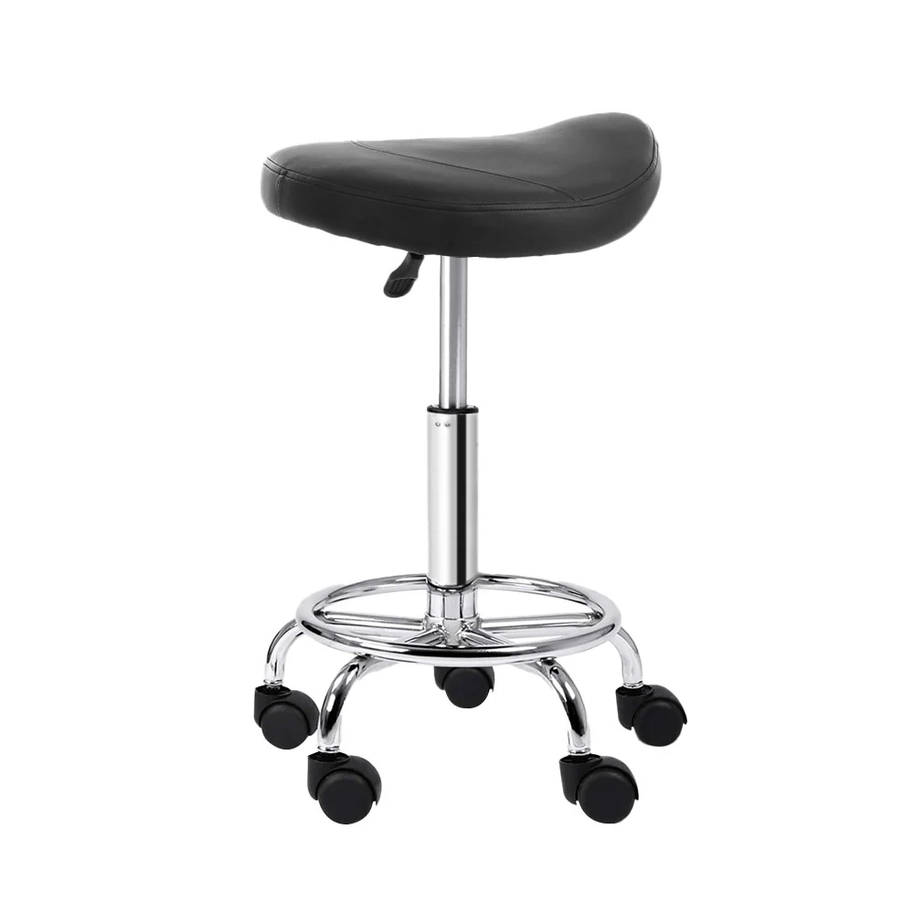Salon Stool Saddle Swivel Chair Black - Nurns