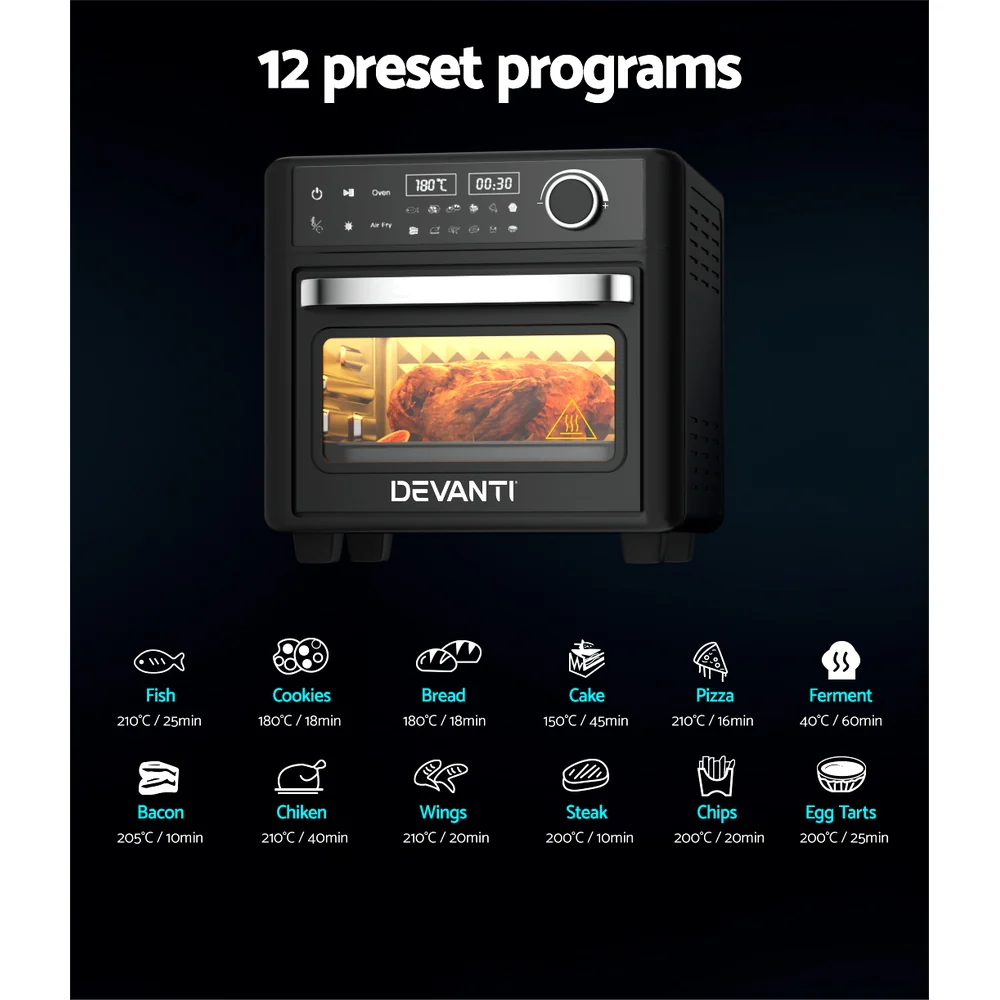 Devanti Air Fryer 15L LCD Fryers Oven - Nurns
