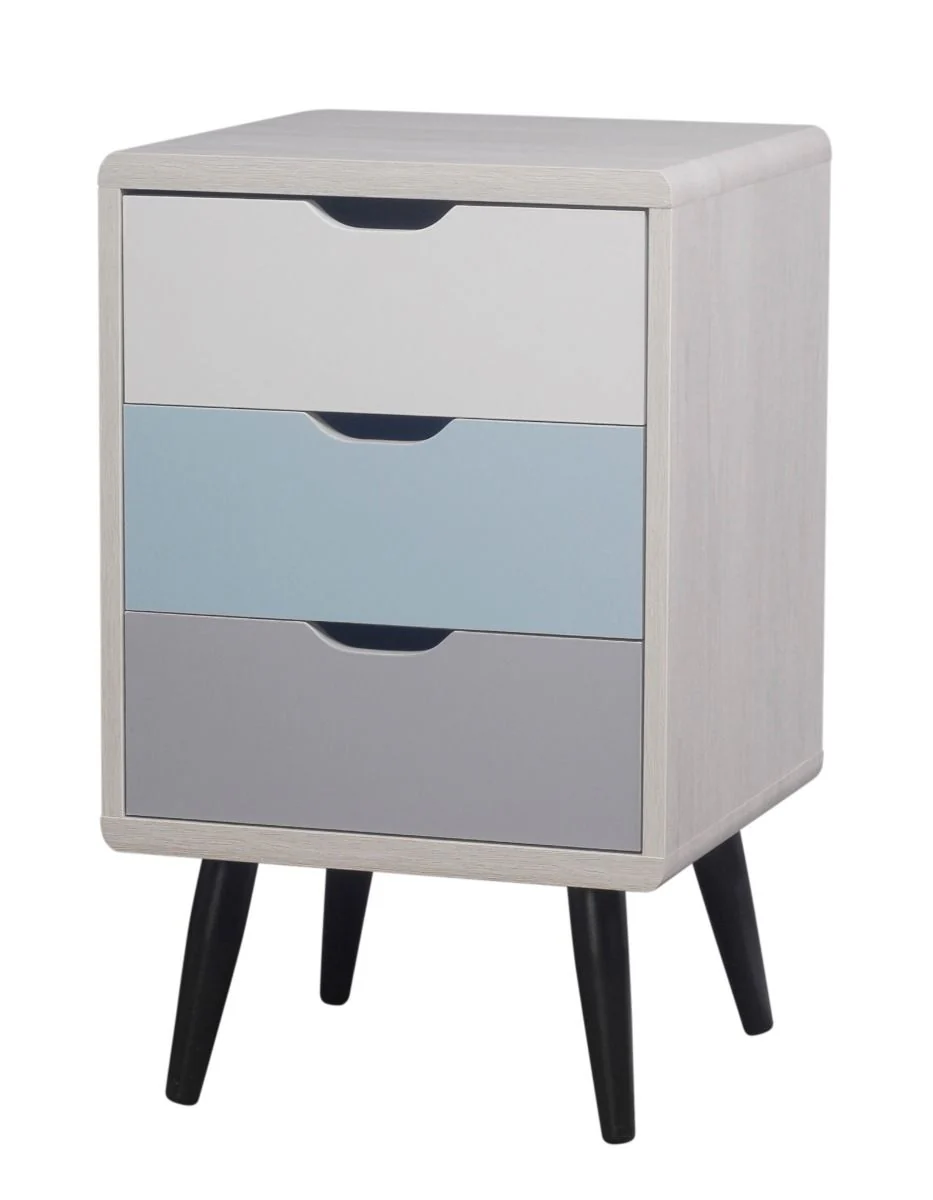 Sault Wooden Bedside Tables Cabinet with 3 Drawers - White - Nurns
