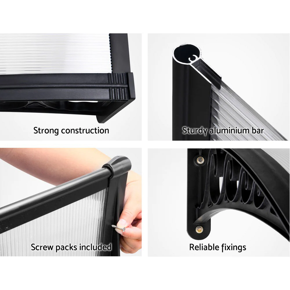 Instahut Window Door Awning 1mx1.5m Transparent - Nurns